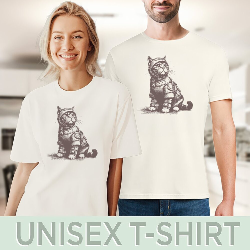 Space Cat T-Shirt Astronaut Kitten Tee Cosmic Feline Top - Picture 5 of 7